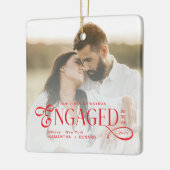 Engaged Couples 2 Photos Stylish First Christmas Keramisch Ornament (Links)