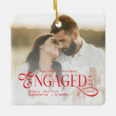 Engaged Couples 2 Photos Stylish First Christmas Keramisch Ornament (Voorkant)
