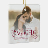Engaged Couples 2 Photos Stylish First Christmas Keramisch Ornament (Rechts)