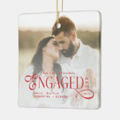 Engaged Couples 2 Photos Stylish First Christmas Keramisch Ornament (Links)