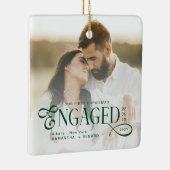 Engaged Couples 2 Photos Stylish First Christmas Keramisch Ornament (Rechts)