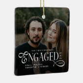 Engaged Couples 2 Photos Stylish First Christmas Keramisch Ornament (Rechts)