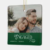 Engaged Couples Photo Stylish First Christmas Cer Keramisch Ornament (Links)