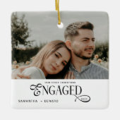 Engaged Couples  Photo Stylish First Christmas Keramisch Ornament (Voorkant)