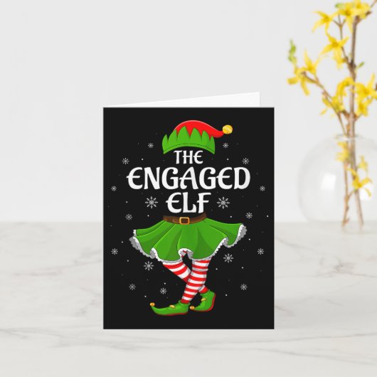 Engaged Elf Christmas Family Girls Women Elf Squad Kaart (Gele Bloem)
