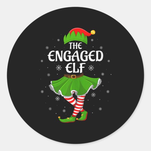 Engaged Elf Christmas Family Girls Women Elf Squad Ronde Sticker (Voorkant)