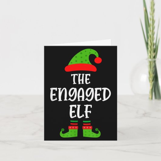Engaged Elf Family Matching Christmas Engagement  Kaart (Voorkant)