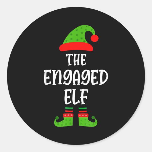 Engaged Elf Family Matching Christmas Engagement Ronde Sticker (Voorkant)