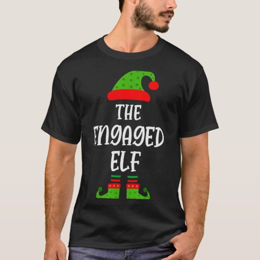 Engaged Elf Family Matching Christmas Engagement  T-shirt (Voorkant)