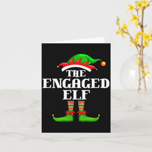 Engaged Elf Matching Family Group Christmas Party  Kaart (Gele Bloem)