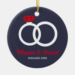 Engaged, getrouwde kerstcadeau keramisch ornament