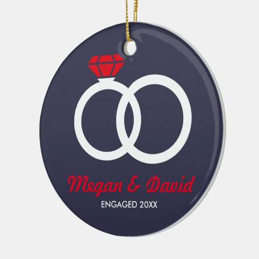 Engaged, getrouwde kerstcadeau keramisch ornament (Links)
