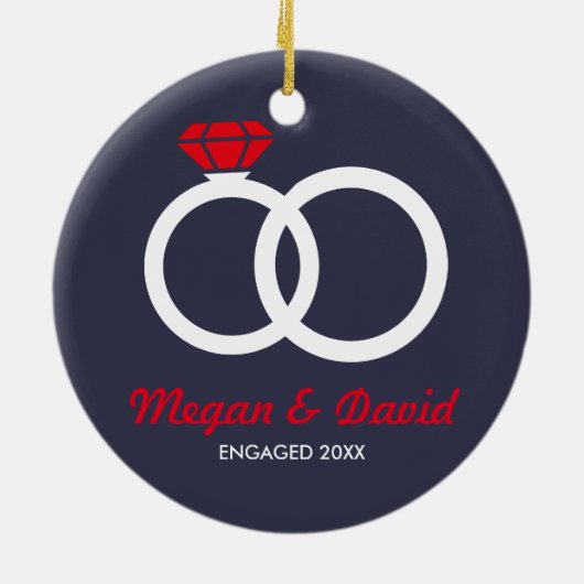 Engaged, getrouwde kerstcadeau keramisch ornament (Achterkant)