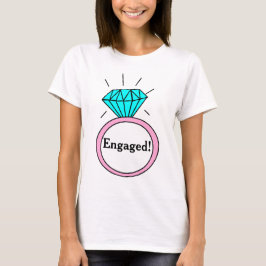 Engaged! Grote Cartoon Diamond Ring T-Shirt