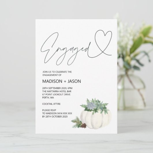 Engaged Herfst Thanksgiving Engagement Party Kaart (Staand voorkant)