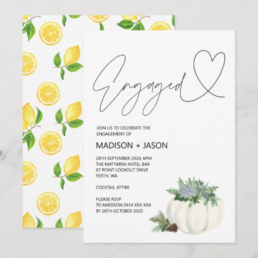 Engaged Herfst Thanksgiving Engagement Party Kaart (Voorkant / Achterkant)