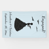 Engaged Lady Love Letter Fancy Doves Blue Spandoek (Horizontaal)