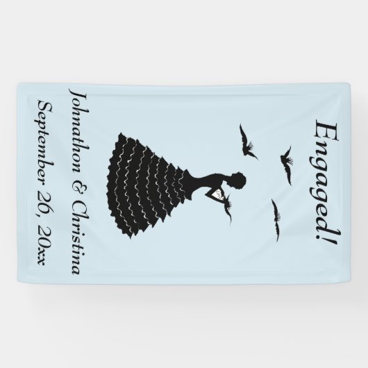 Engaged Lady Love Letter Fancy Doves Blue Spandoek (Horizontaal)