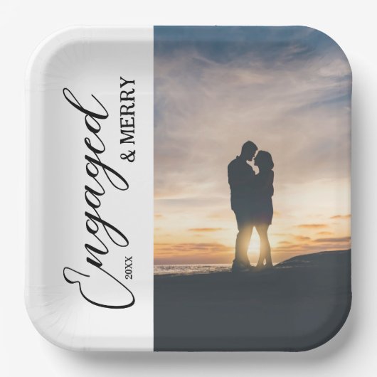 Engaged & Merry Couple Photo Papieren Bordje (Voorkant)