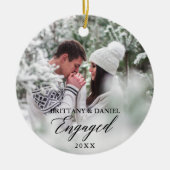 Engaged Modern Calligraphy Couple Photo Keramisch Ornament (Voorkant)