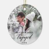 Engaged Modern Calligraphy Couple Photo Keramisch Ornament (Links)