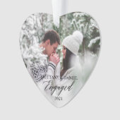 Engaged Modern Calligraphy Heart Couple Photo Ornament (voorkant)