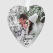 Engaged Modern Calligraphy Heart Couple Photo Ornament (voorkant)
