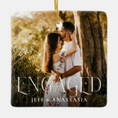 Engaged Overlay Minimale & Moderne Couple Foto Keramisch Ornament (Voorkant)