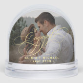 Engaged simple elegant script 2 photos keepsake sneeuwbol (Voorkant)