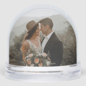 Engaged simple elegant script 2 photos keepsake sneeuwbol (Achterkant)