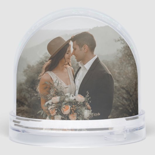 Engaged simple elegant script 2 photos keepsake sneeuwbol (Achterkant)