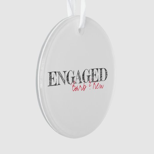 ENGAGED Typografie Namen Datum Tijdloze Keepsake Ornament (voorkant)