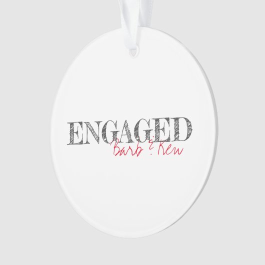 ENGAGED Typografie Namen Datum Tijdloze Keepsake Ornament (voorkant)