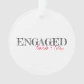ENGAGED Typografie Namen Datum Tijdloze Keepsake Ornament (voorkant)
