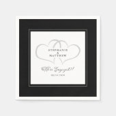 Engaged Wedding Couple Elegant Black White Heart Servet (Voorkant)