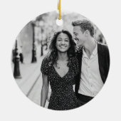 Engaged Wedding Dress Suit Black and White Photo Keramisch Ornament (Achterkant)