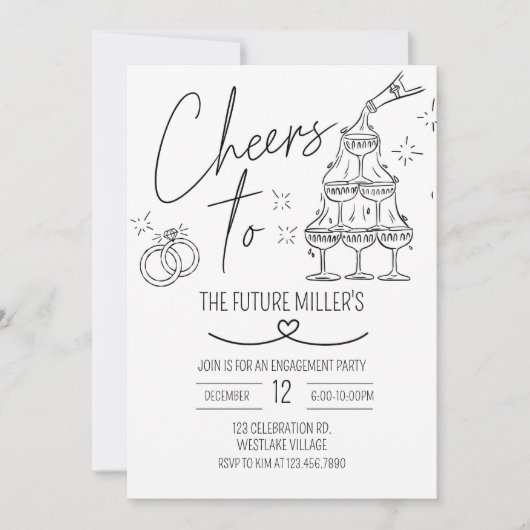 Engagement, Cheers, Modern, wedding Kaart (Voorkant)