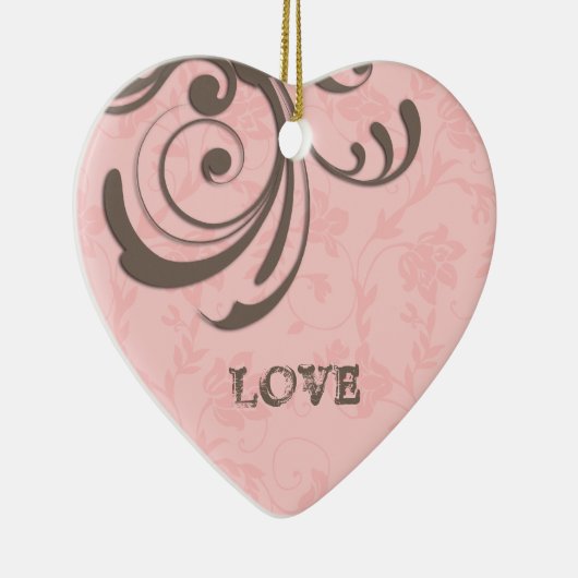 Engagement First Kerstroze Heart Swirl Keramisch Ornament (Rechts)