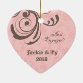 Engagement First Kerstroze Heart Swirl Keramisch Ornament (Achterkant)