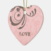 Engagement First Kerstroze Heart Swirl Keramisch Ornament (Links)