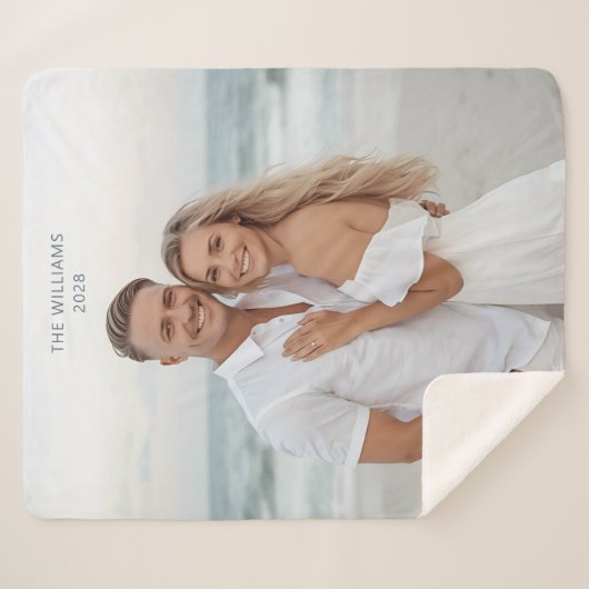 Engagement Gift Sherpa Blanket Custom Newlywed  Sherpa Deken (Voorkant (horizontaal))
