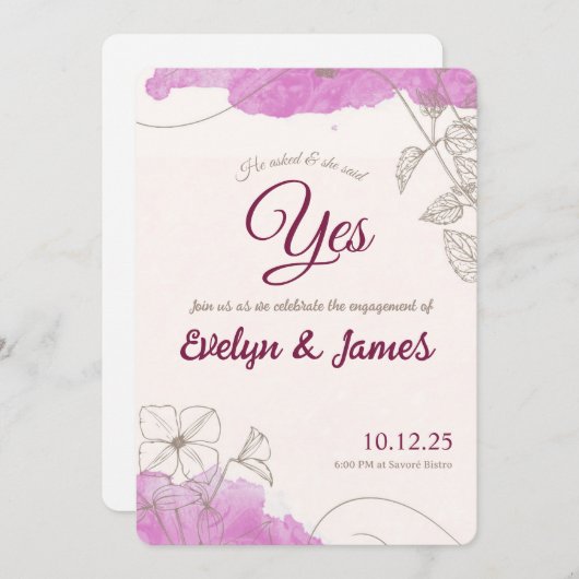 Engagement invitation kaart (Voorkant / Achterkant)