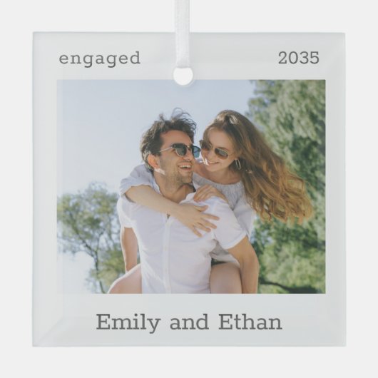 Engagement Minimal Photo Modern Couple Ornament (Voorkant)