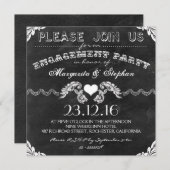 Engagement Party Black Chalkboard Uitnodigingen (Voorkant / Achterkant)
