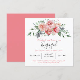 Engagement Party Blush Pink Rose Script Bloemen Kaart