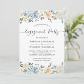 Engagement Party Bohemian Vanilla Blue Floral Kaart (Staand voorkant)