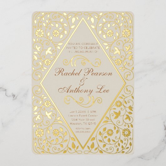  Engagement Party Botanische Folie Uitnodiging (Voorkant)