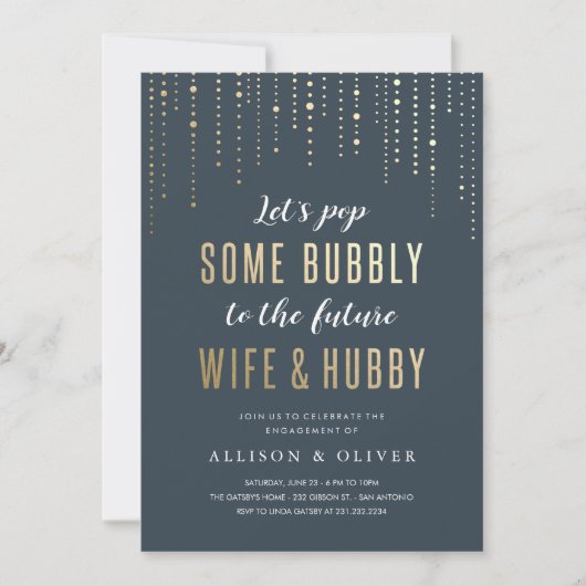 Engagement Party (Bubble Faux Gold Foil) Kaart (Voorkant)
