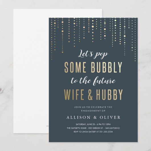 Engagement Party (Bubble Faux Gold Foil) Kaart (Voorkant / Achterkant)