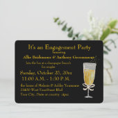 Engagement Party: Champagne Toast peach Kaart (Staand voorkant)